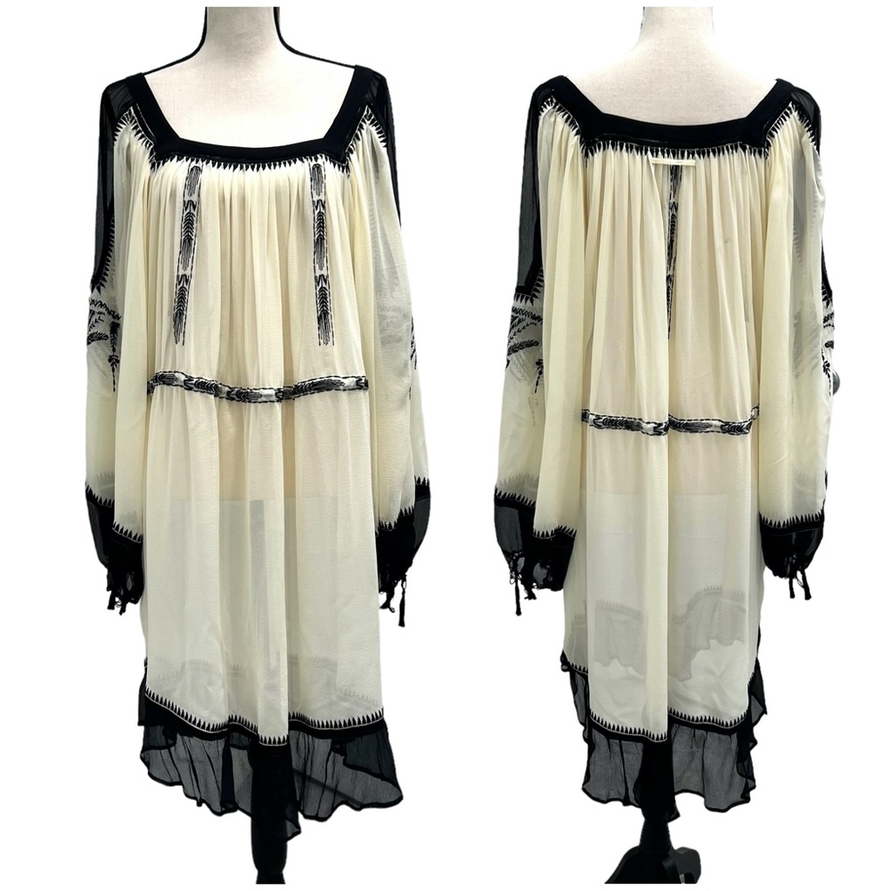 JEAN PAUL GAULTIER SILK CREAM & BLACK EMBROIDERED INSPIRED BY UKRAINE DRESS - Picture 6 of 16